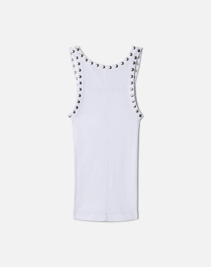 Re/Done Studded Ribbed Tank in Optic White