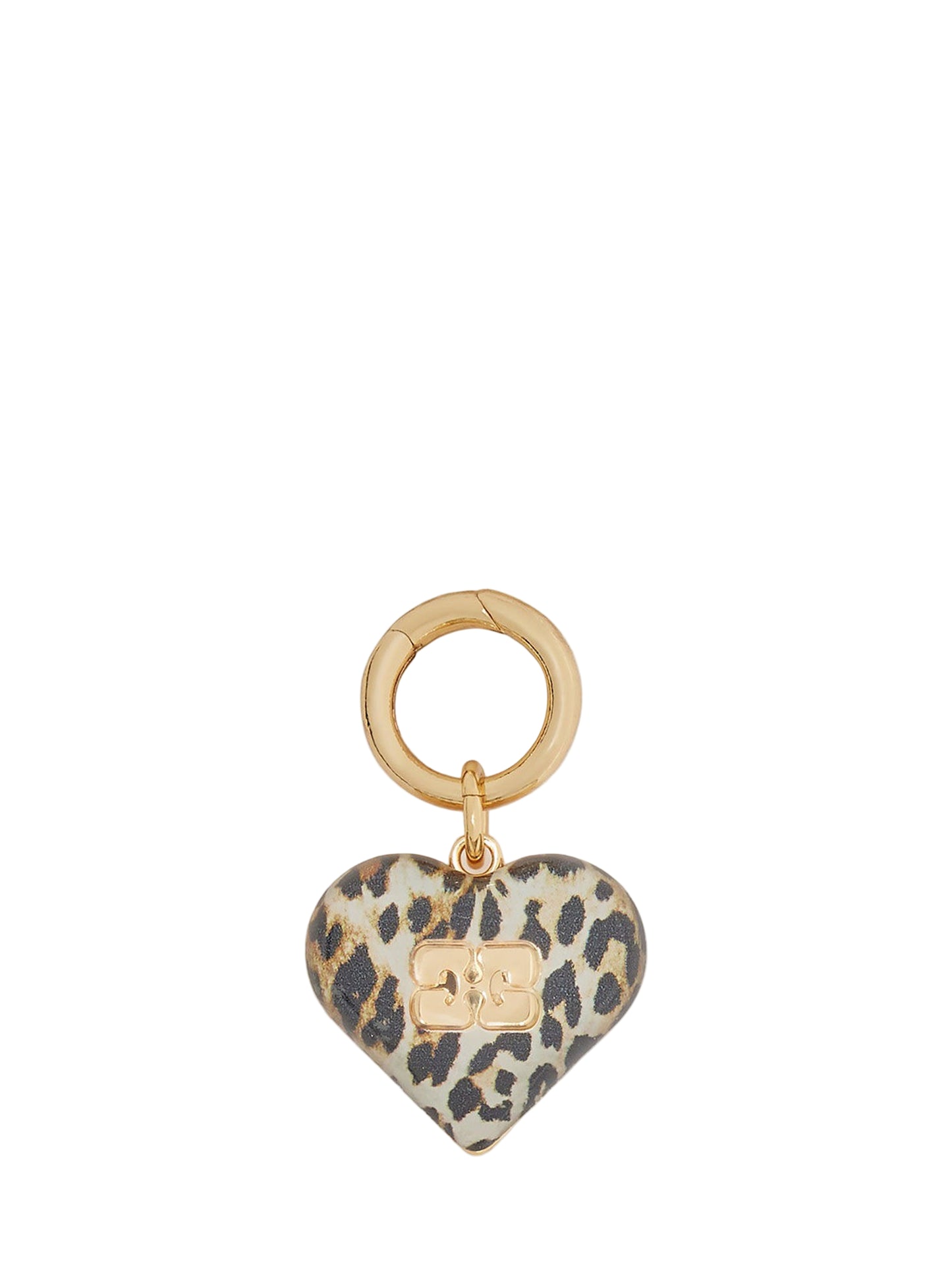 Ganni Bou Heart Charm in Leopard