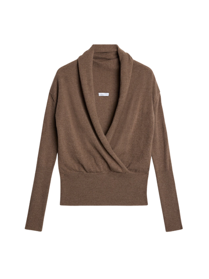 7 For All Mankind Wrap V-Neck Sweater in Wool Cashmere