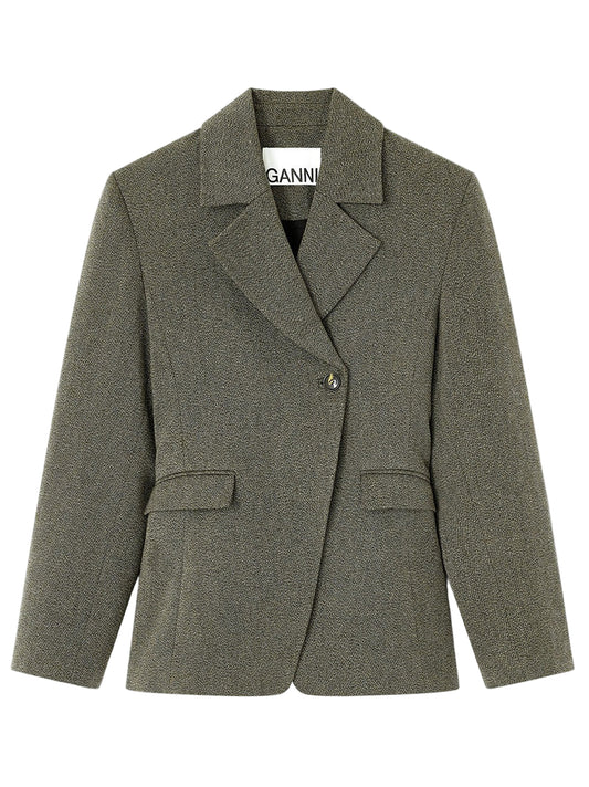 Ganni Mouline Suiting Blazer in Forest Night