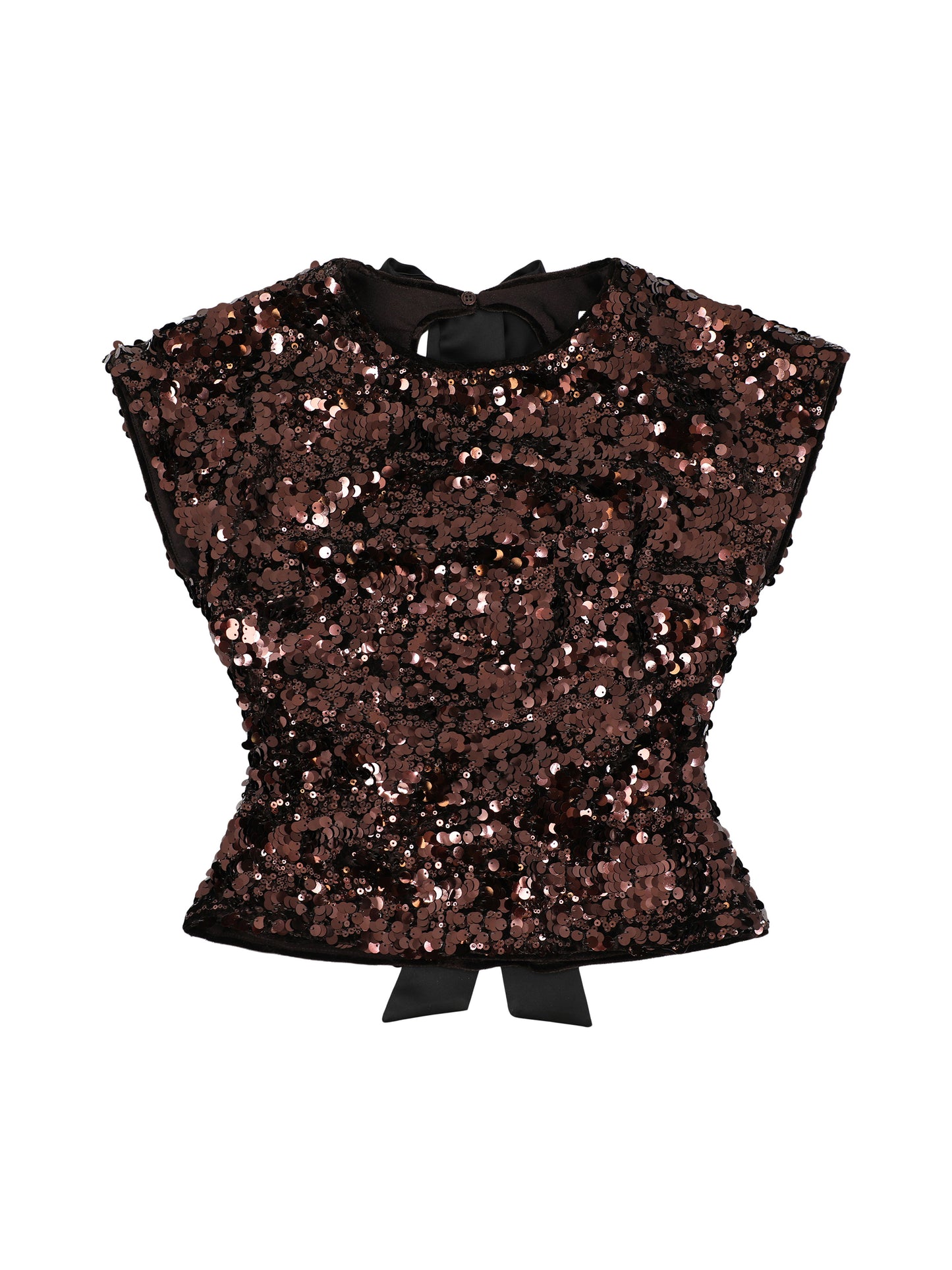 Ganni Velvet Sequins Top in Demitasse