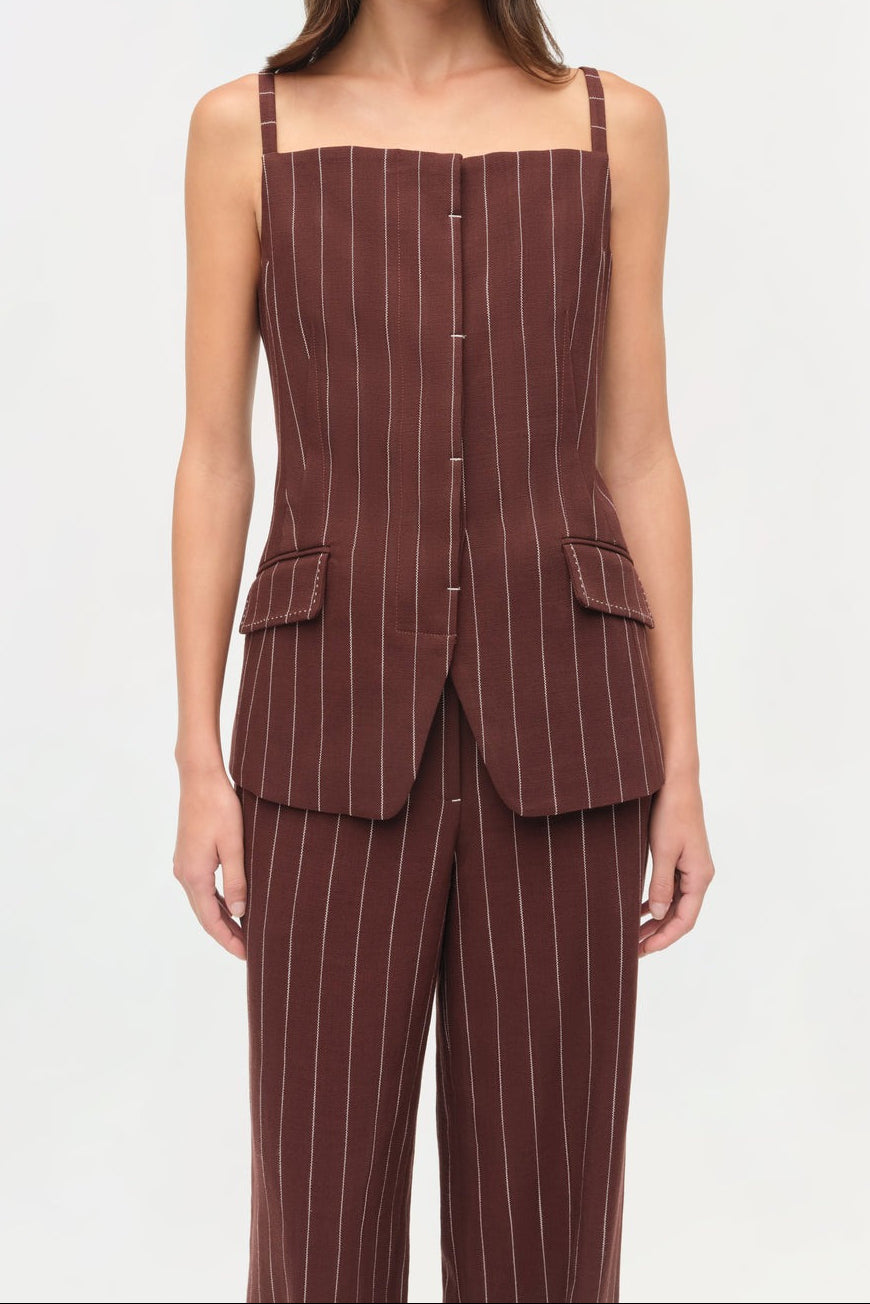Simkhai Edie Square Neck Top in Mahogany Stripe