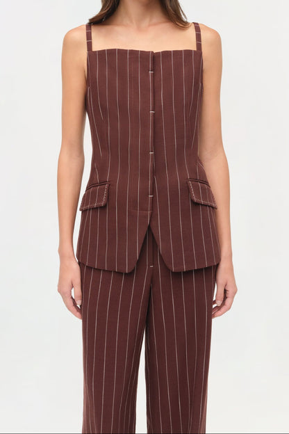 Simkhai Edie Square Neck Top in Mahogany Stripe