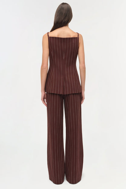 Simkhai Edie Square Neck Top in Mahogany Stripe