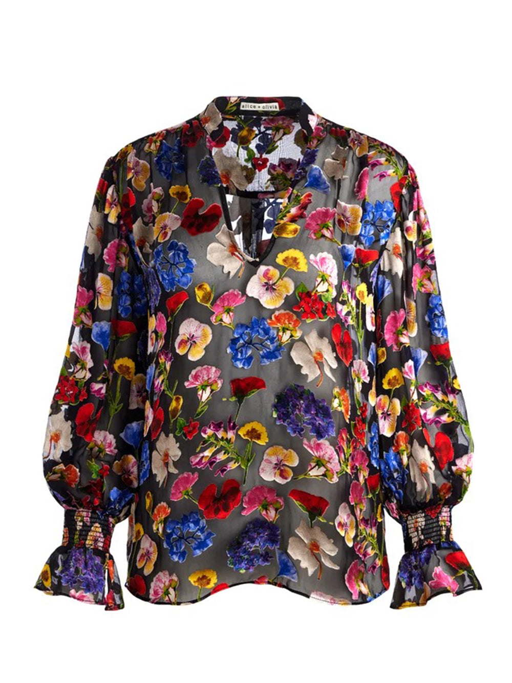 Alice + Olivia Onica Collared Blouse in Timeless Blossom