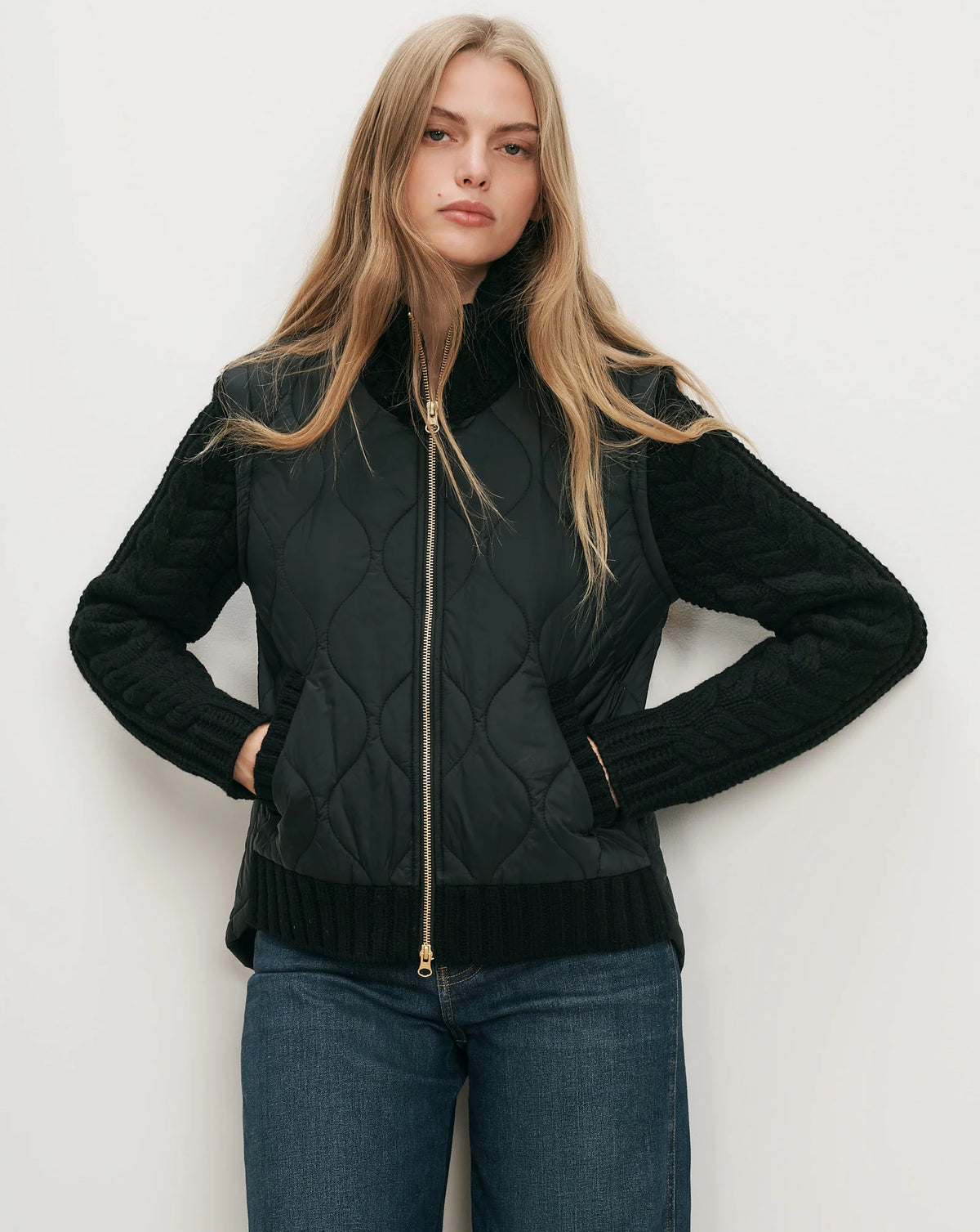Veronica Beard Patra Mixed Media Jacket in Black
