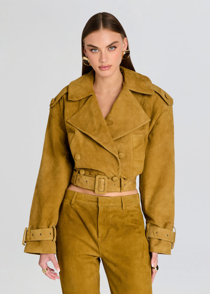 Retrofête Rubee Suede Coat in Ochre