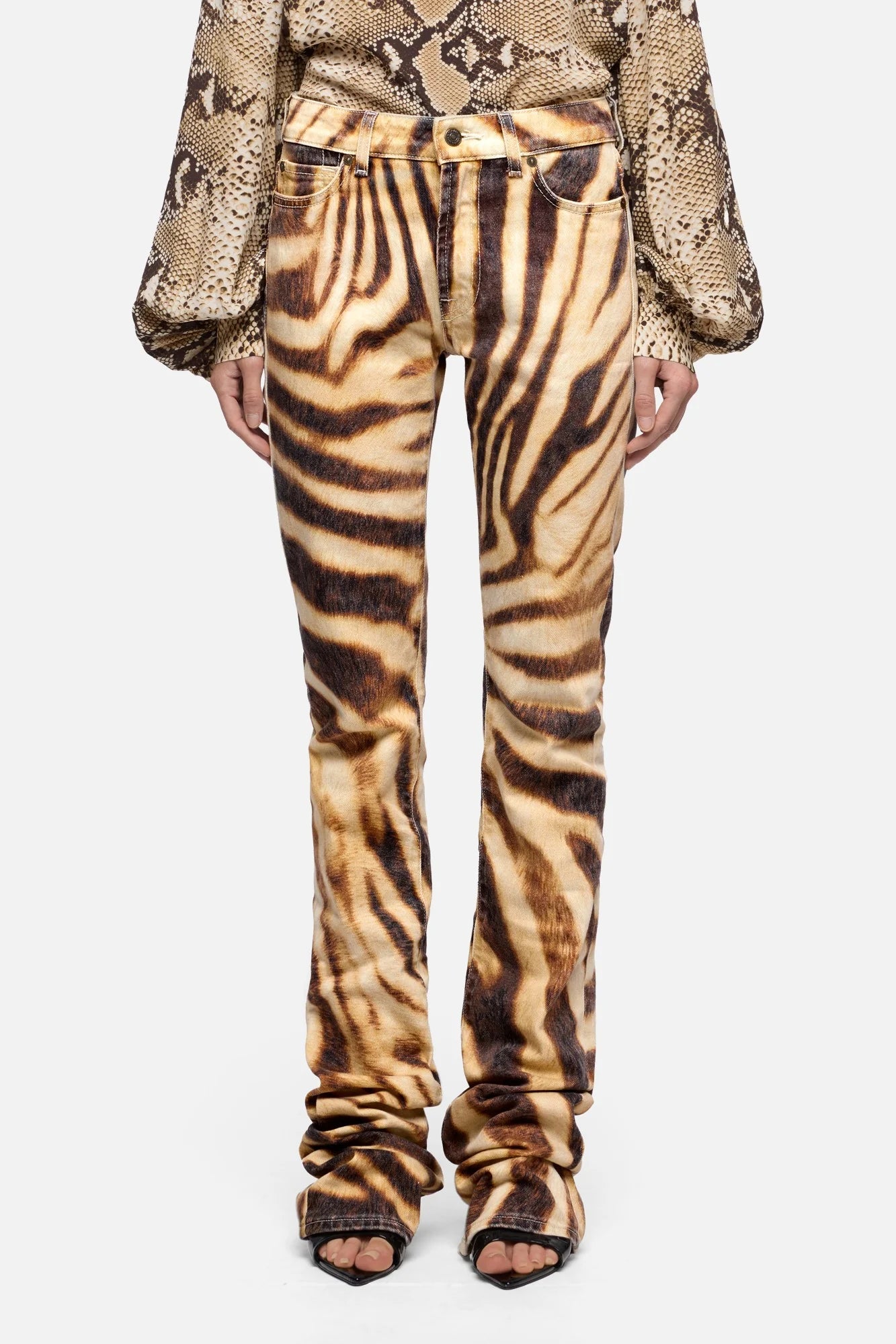 7 For All Mankind Low Skinny Boot in Zebra