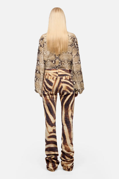 7 For All Mankind Low Skinny Boot in Zebra