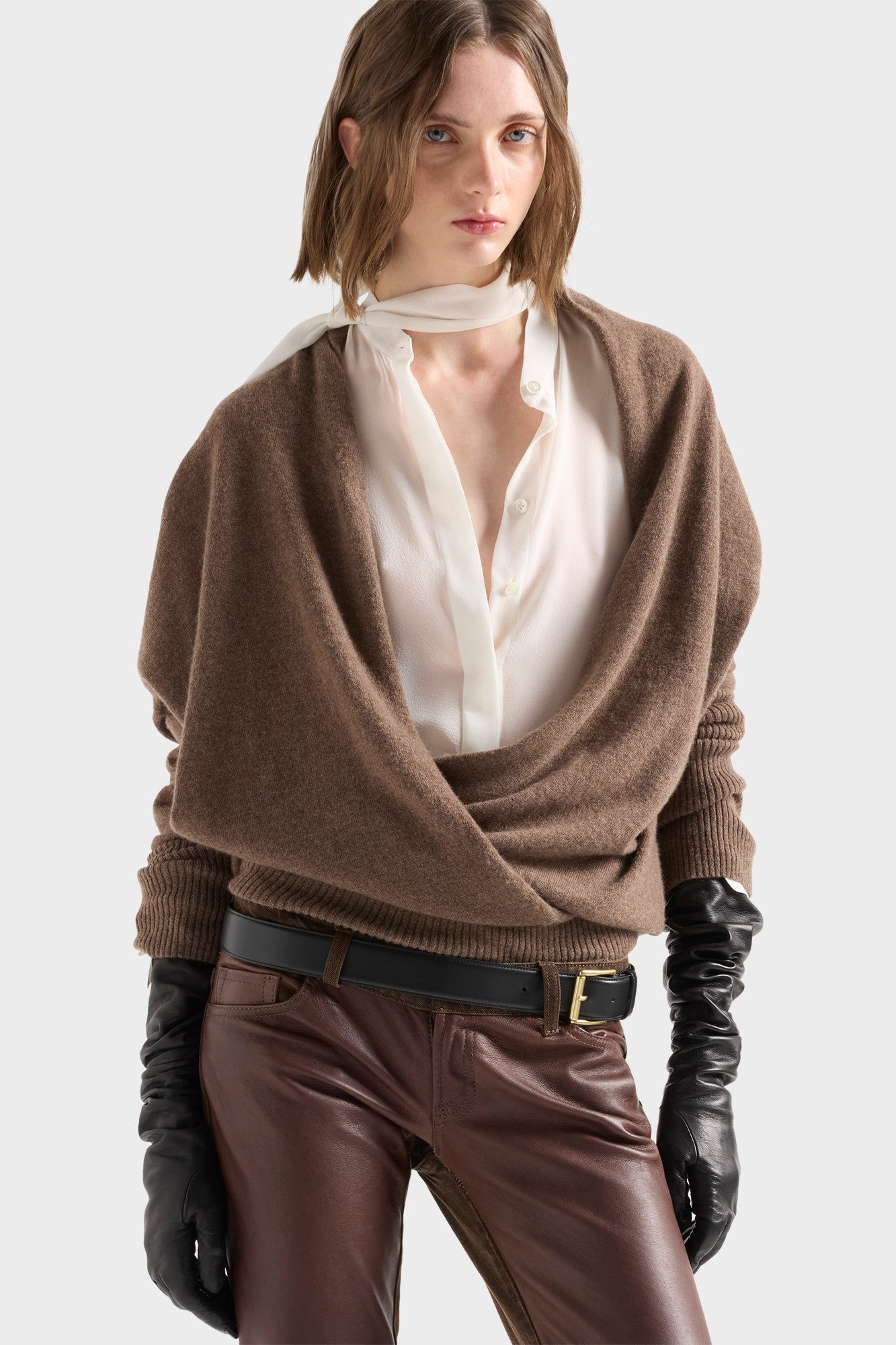 7 For All Mankind Wrap V-Neck Sweater in Wool Cashmere