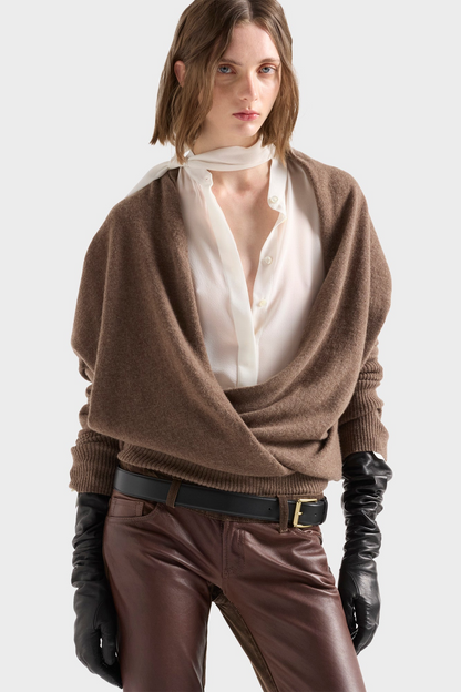 7 For All Mankind Wrap V-Neck Sweater in Wool Cashmere