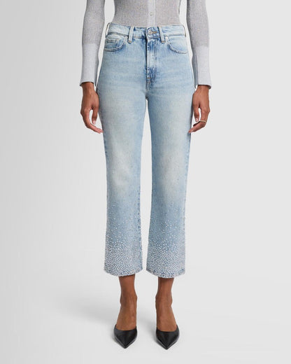 7 For All Mankind Logan Embellished Stovepipe Jeans in Juicy