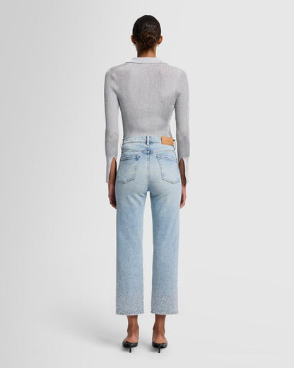 7 For All Mankind Logan Embellished Stovepipe Jeans in Juicy