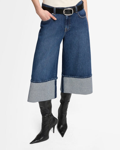 7 For All Mankind Cuffed Culotte Jeans in Radar