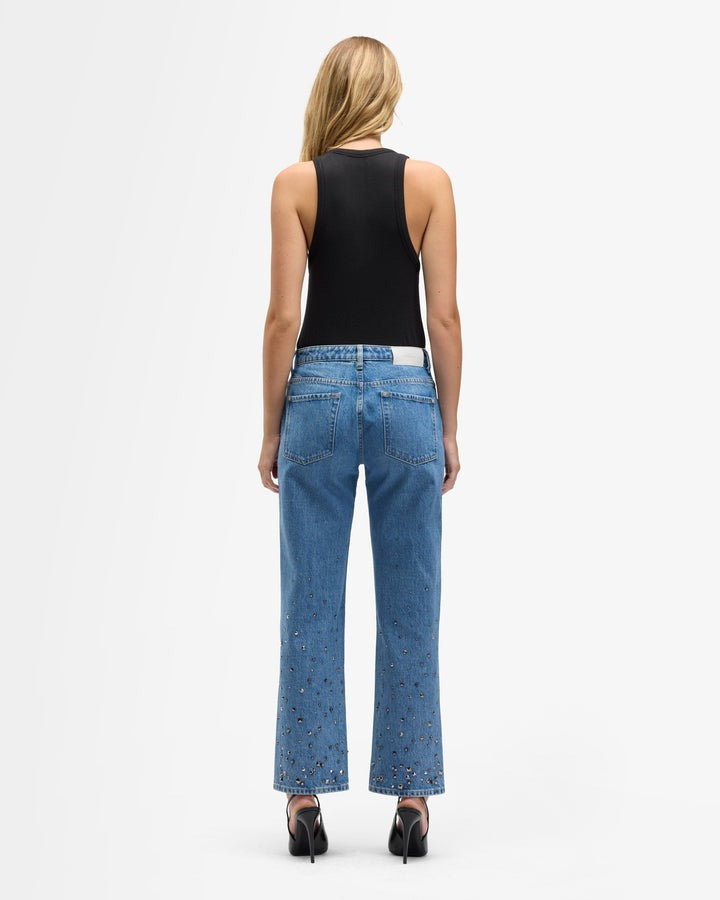 7 For All Mankind Embellished Calie Straight Ankle in Dance With Crys