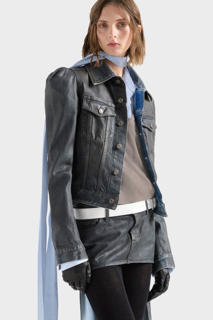 7 For All Mankind Puff Sleeve Trucker in Nolita