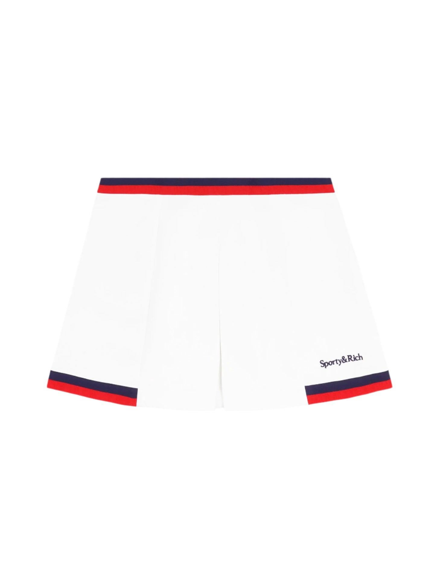 Sporty & Rich Serif Logo Mila Skirt in Dark Navy/White/Fire Red