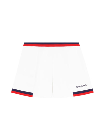 Sporty & Rich Serif Logo Mila Skirt in Dark Navy/White/Fire Red