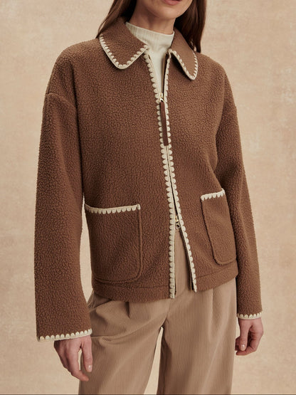 Varley Ruiko Zip Through Fleece in Cocoa Dust