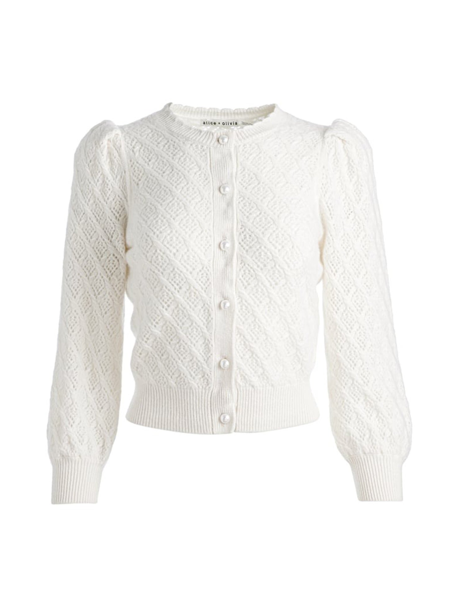Alice + Olivia Puff Sleeve Cardigan in Ecru