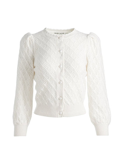 Alice + Olivia Puff Sleeve Cardigan in Ecru