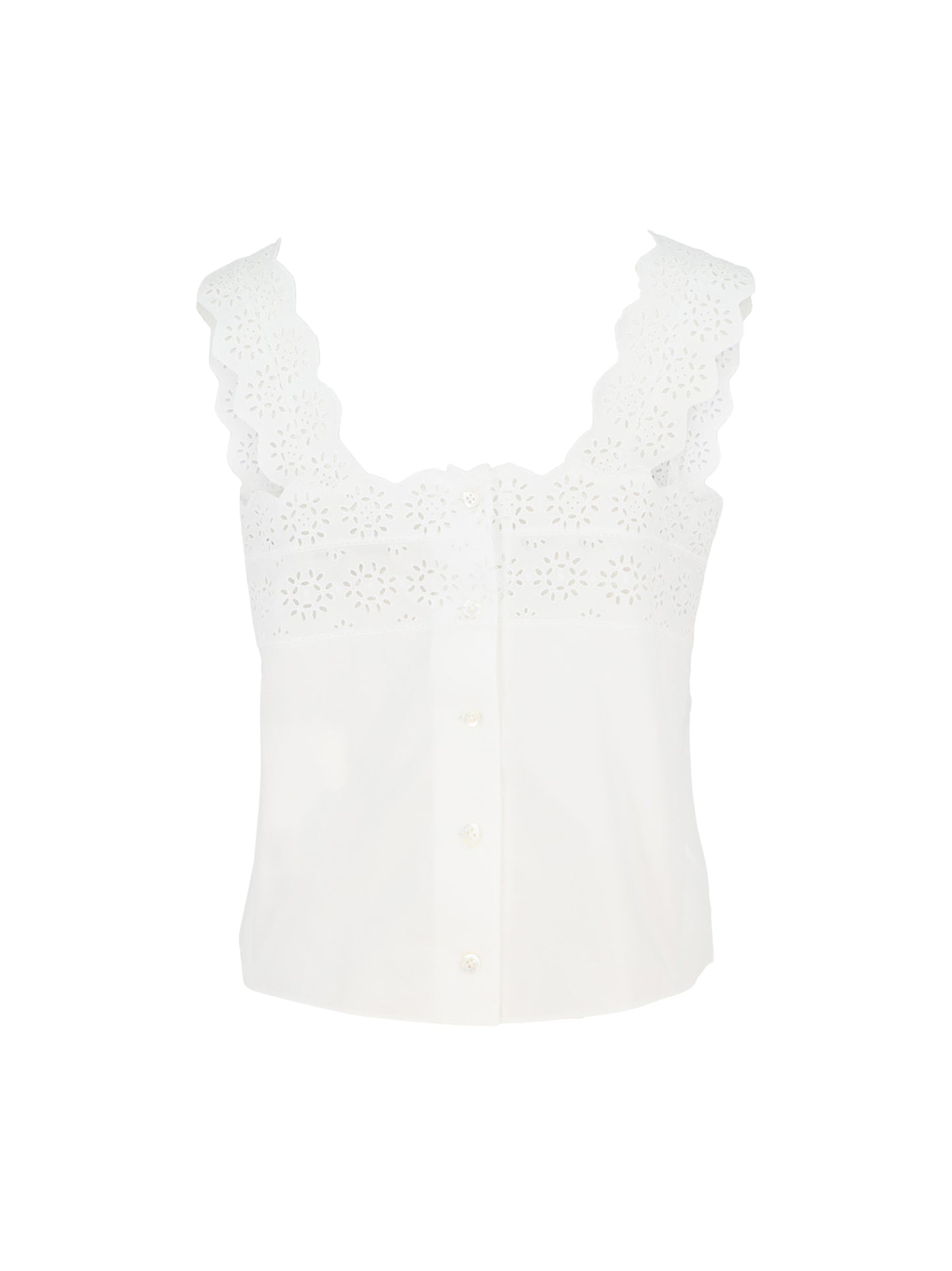 Frame Eyelet Tank in White