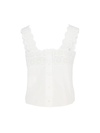 Frame Eyelet Tank in White