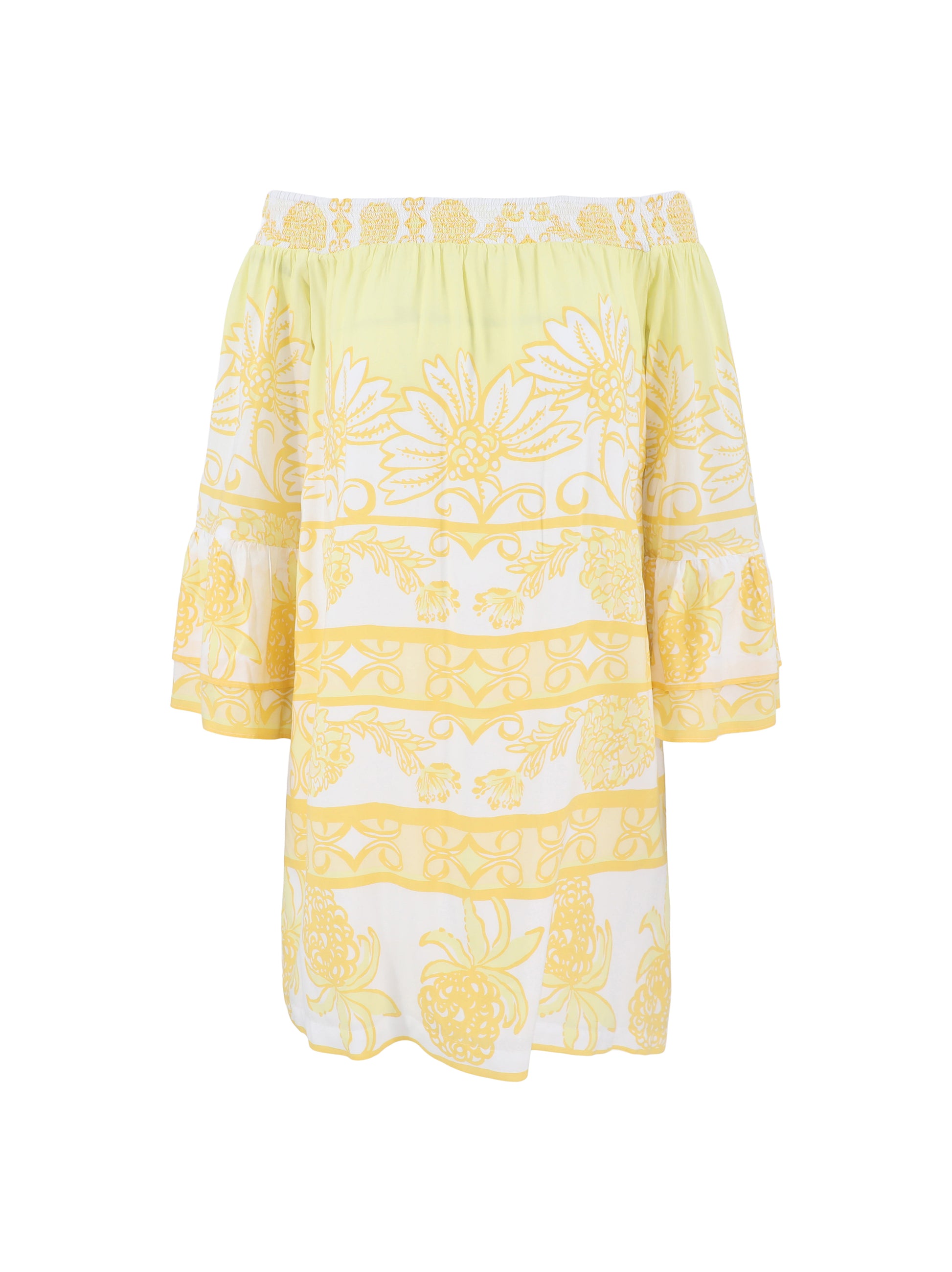 Lilly Pulitzer Kaori Off-the-Shoulder Dress in Golden Glow Juicy Story Leigh's of Breton Village Lilly Pulitzer Kaori Off-the-Shoulder Dress in Golden Glow Juicy Story Leigh's of Breton Village