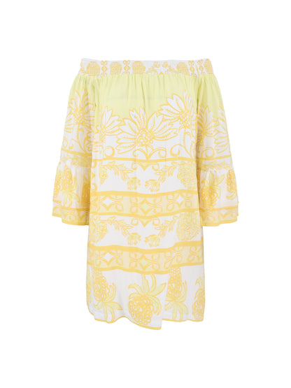 Lilly Pulitzer Kaori Off-the-Shoulder Dress in Golden Glow Juicy Story