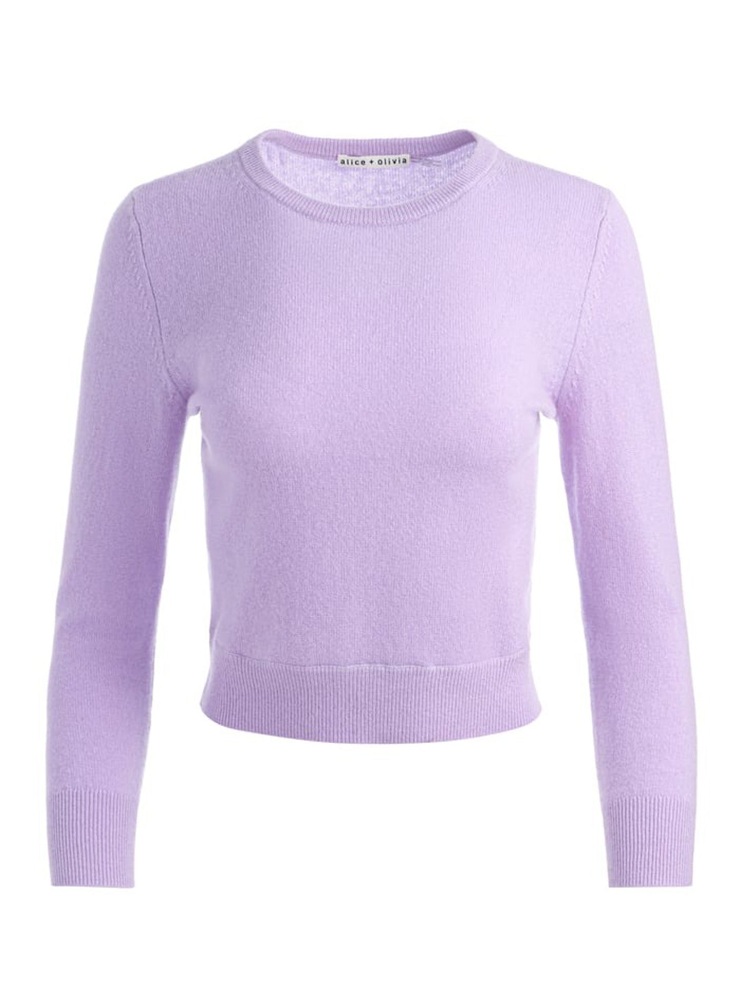 Alice + Olivia Carolann Shrunken Crew Neck Pullover in Dark Lilac