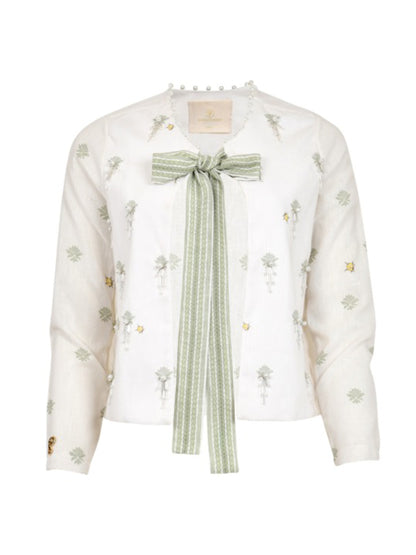 Pamela Stevenson Elise Blouse With Bow in Ivory