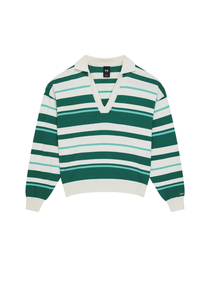 P.E Nation Retreat Collar Knit in College Green Stripe