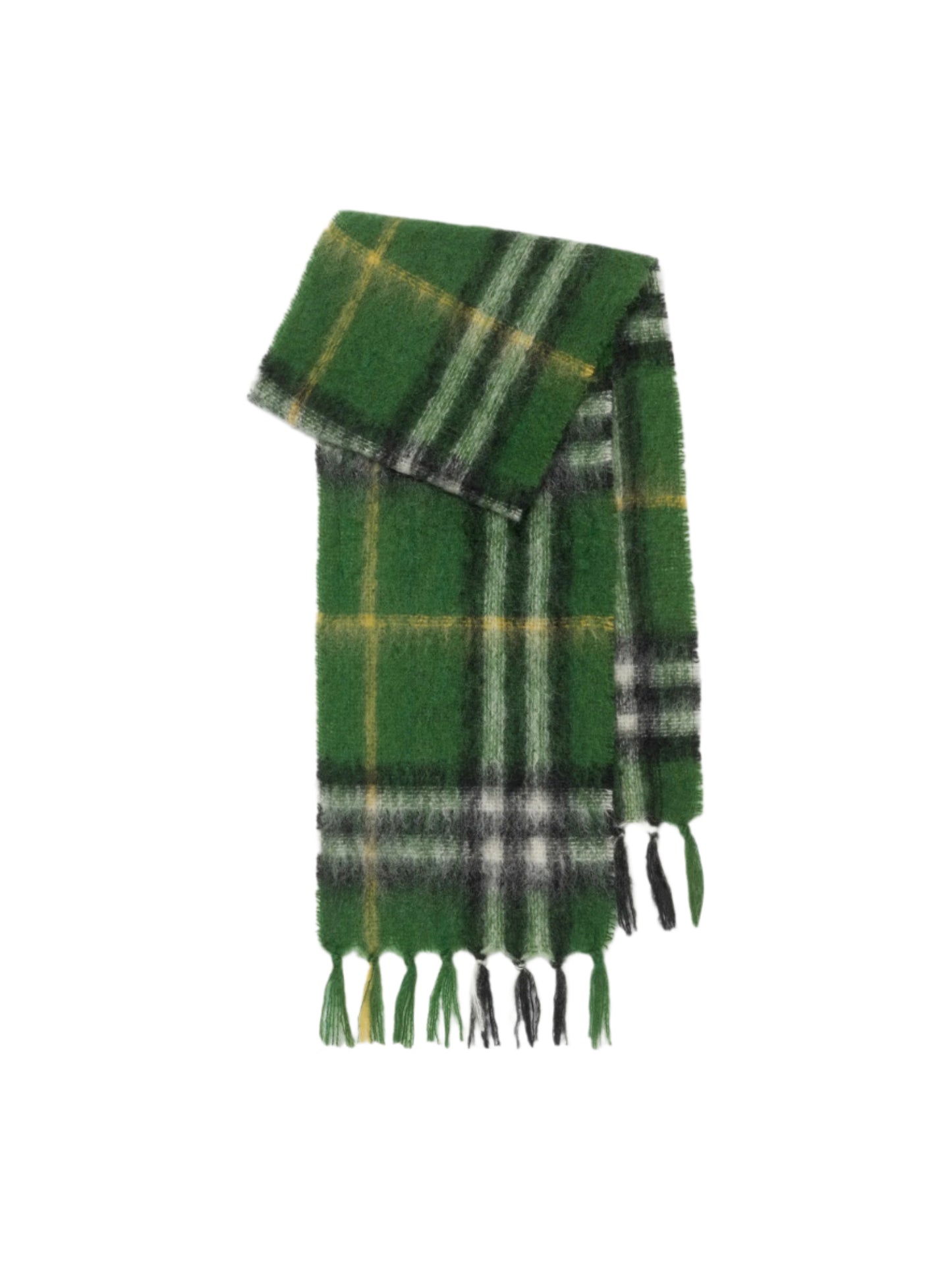 Burberry Check Mohair Wool Scarf in Leaf