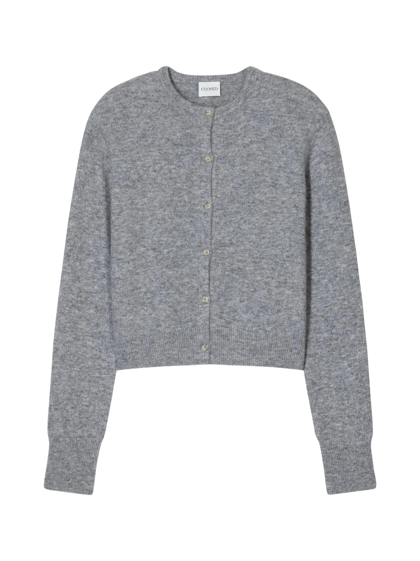 CLOSED Crew Neck Cardigan in Light Grey Melange