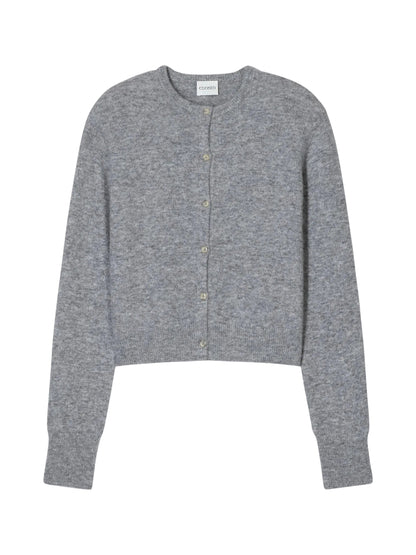 CLOSED Crew Neck Cardigan in Light Grey Melange