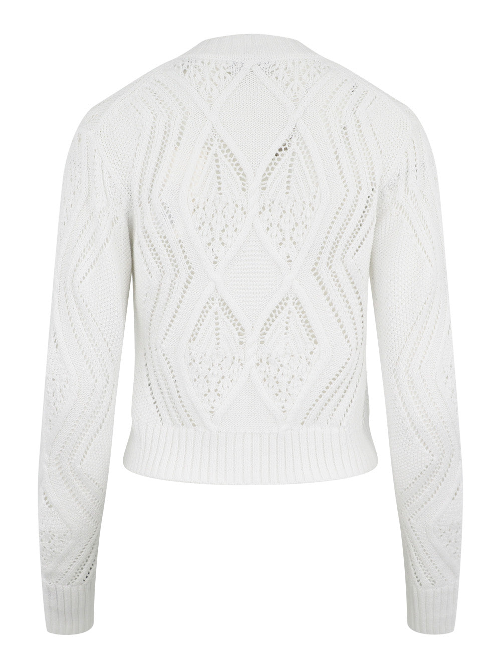 Vince Diamond Cable Cardi in Optic White