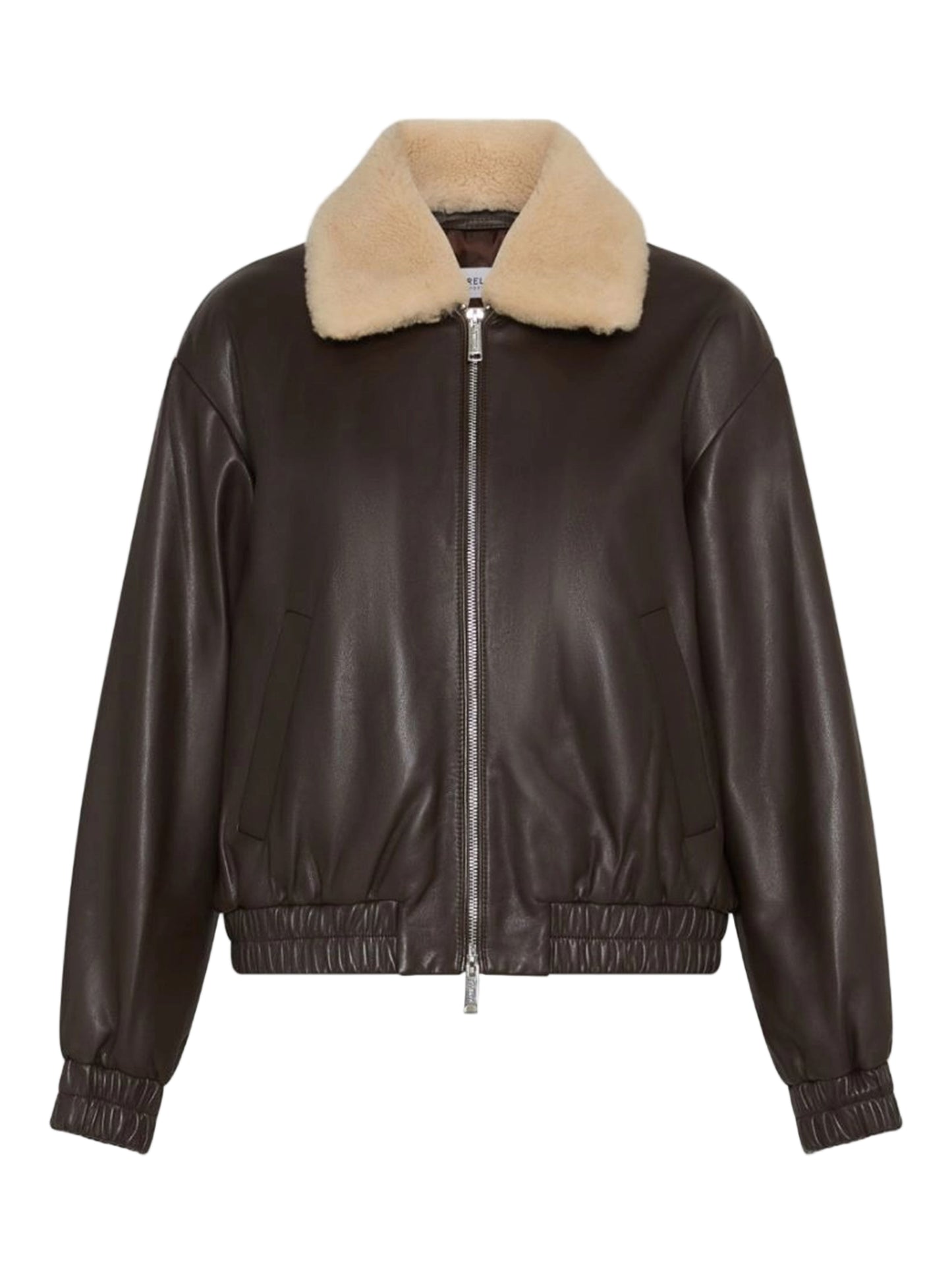 Marella Scandio Leather Bomber Jacket in Brown