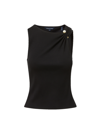 Veronica Beard Deylin Brooch Tank Top in Black