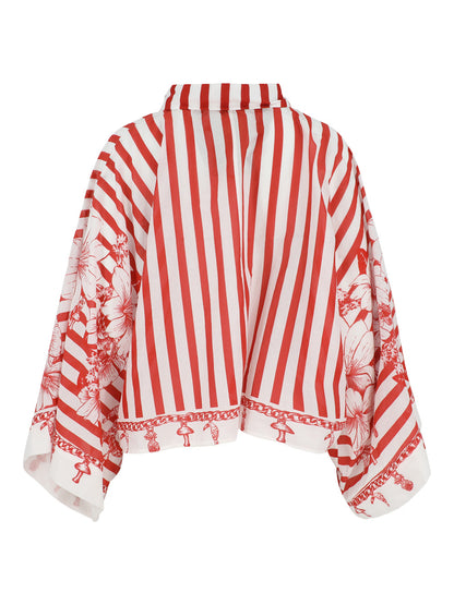 Farm Rio Shirt in Floral Chain Stripes Multicolor