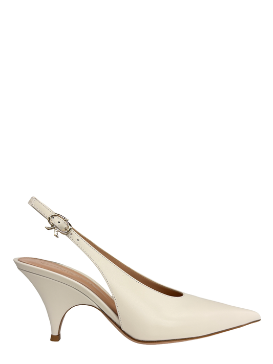 Gianvito Rossi Vitello Heel in Off-White