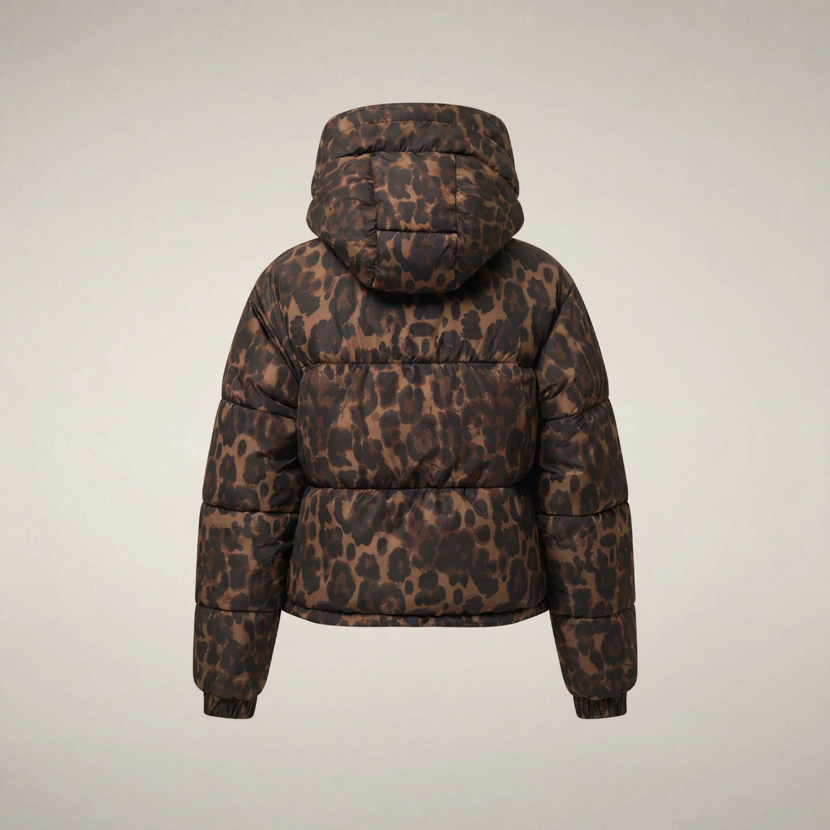 Save The Duck Rhiannon Puffer Jacket in Dark Brown Leopard