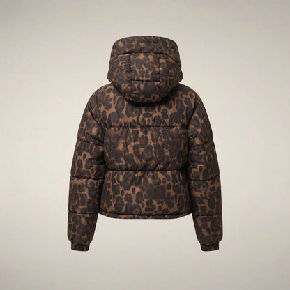 Save The Duck Rhiannon Puffer Jacket in Dark Brown Leopard
