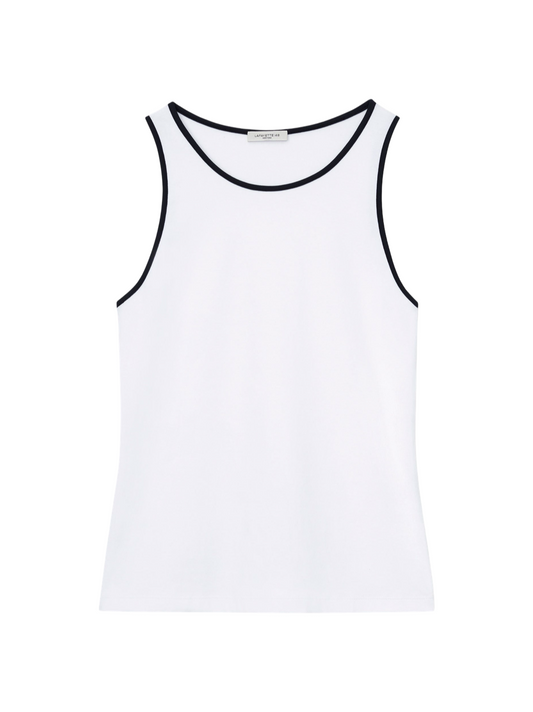 Lafayette 148 Racerback Tank With Contrast Tip in White