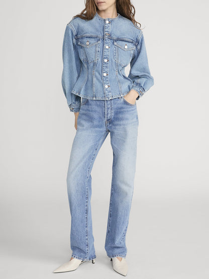Frame Nipped Collarless Jacket in Umbria