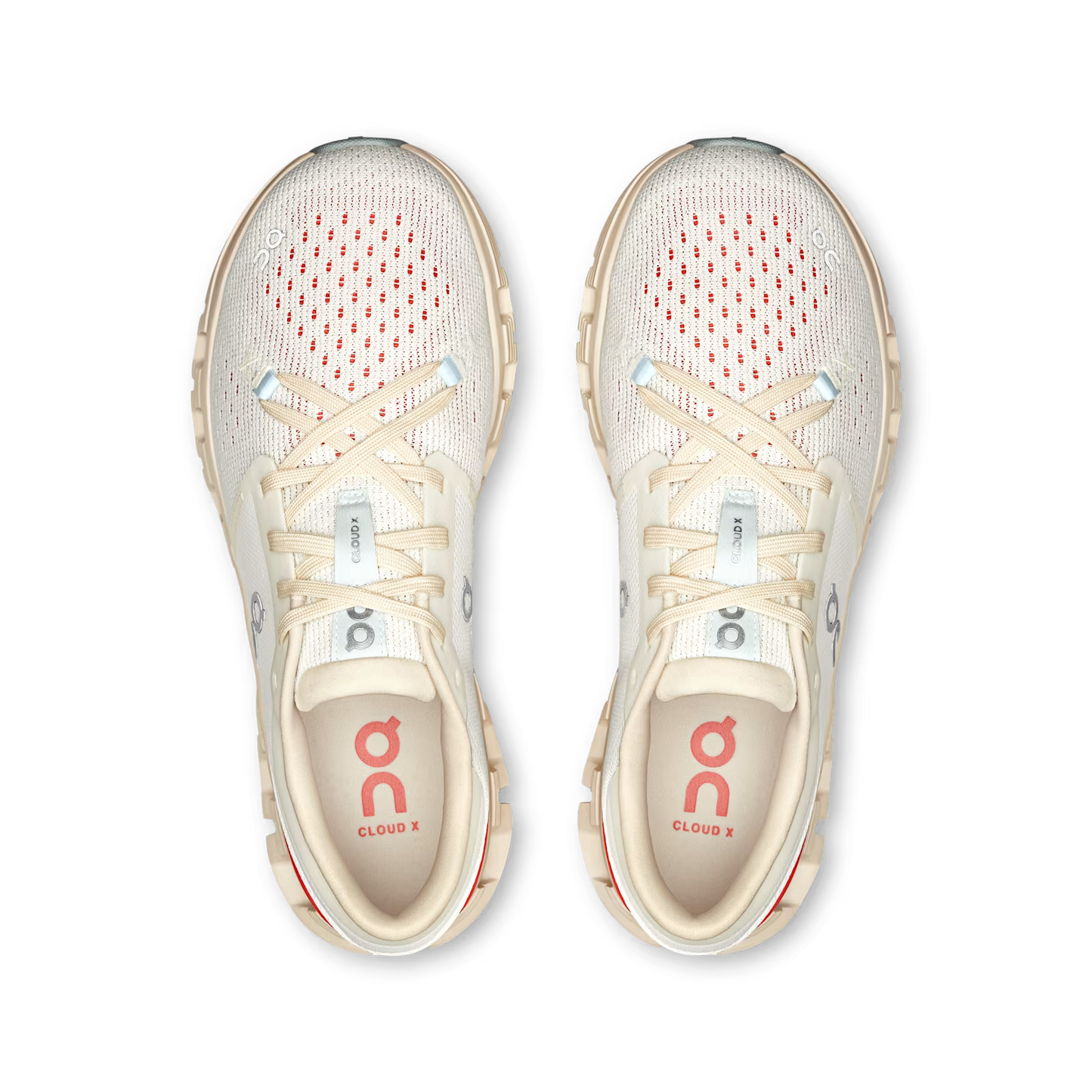 On Running Women's Cloud X4 Sneaker in Ivory/Salmon