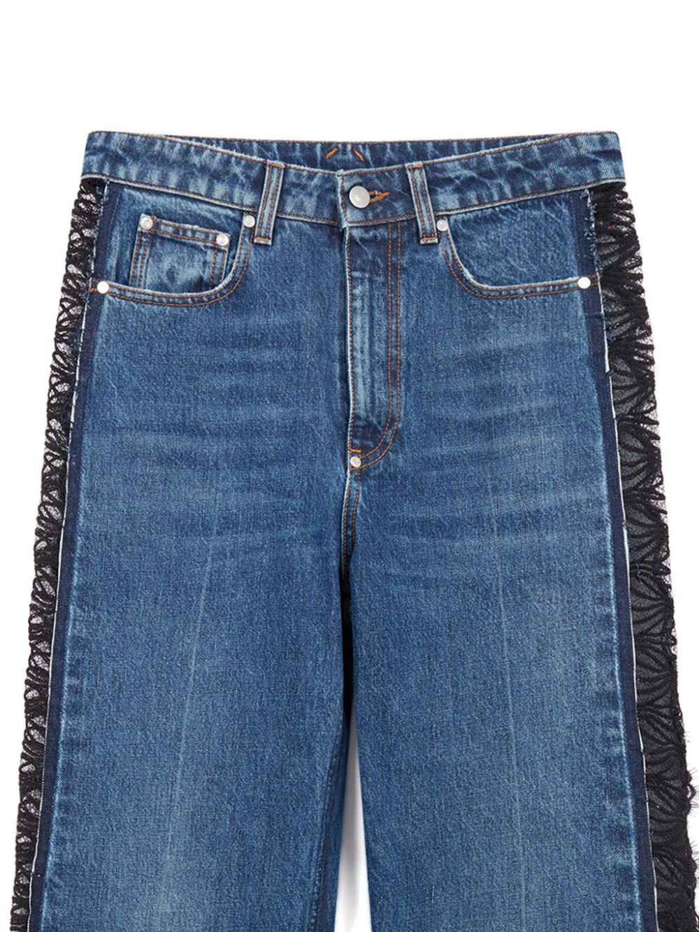 Stella McCartney Lace Insert Jeans in Blue Vintage Denim