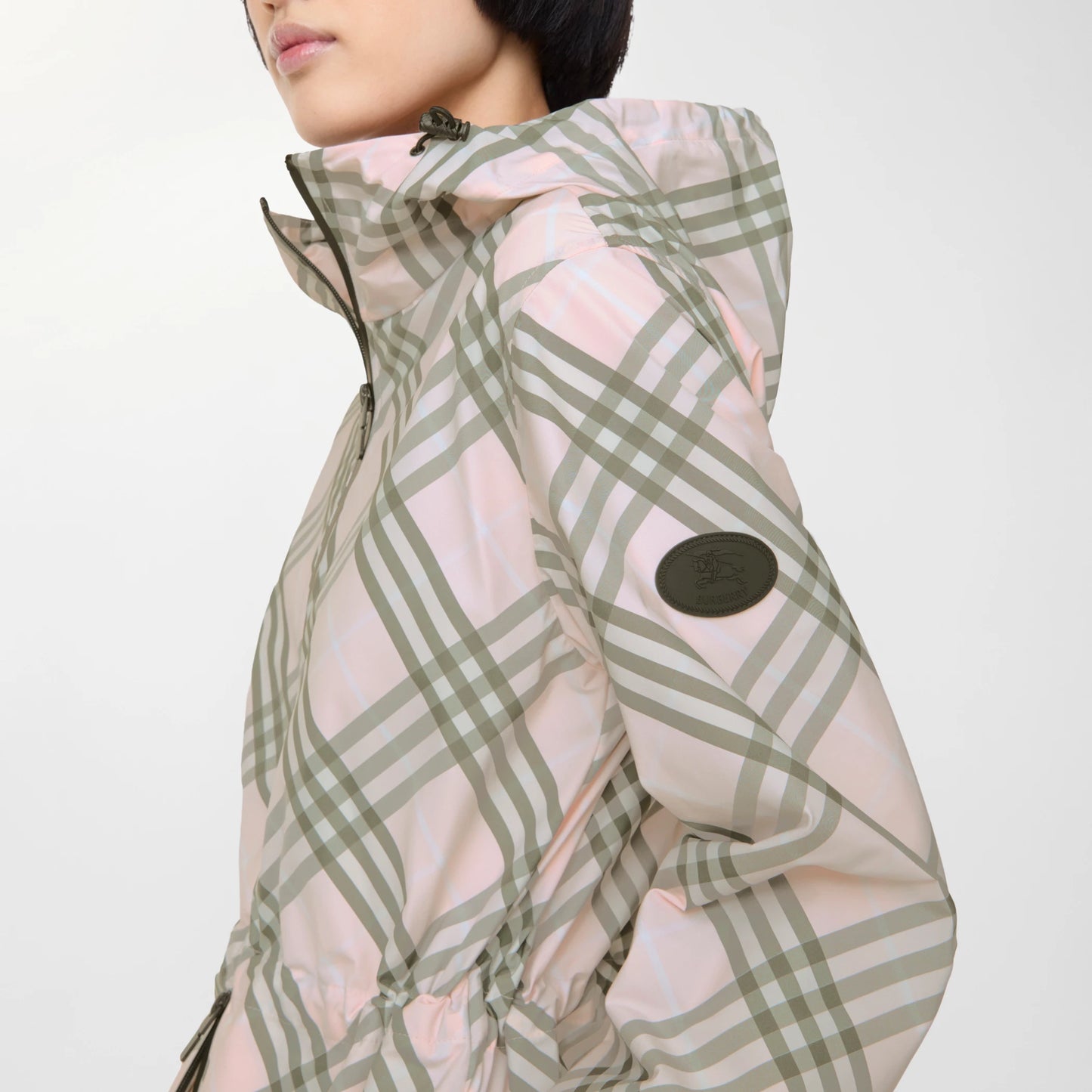 Burberry Check Whitstable Hooded Jacket in Mallow Pink