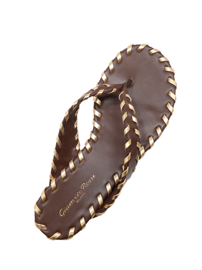 Gianvito Rossi Leather Sandals With Gold Metallic Trim