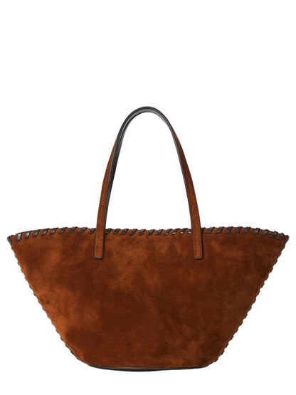 Staud Caro Bucket Bag in Tabac Suede Espresso