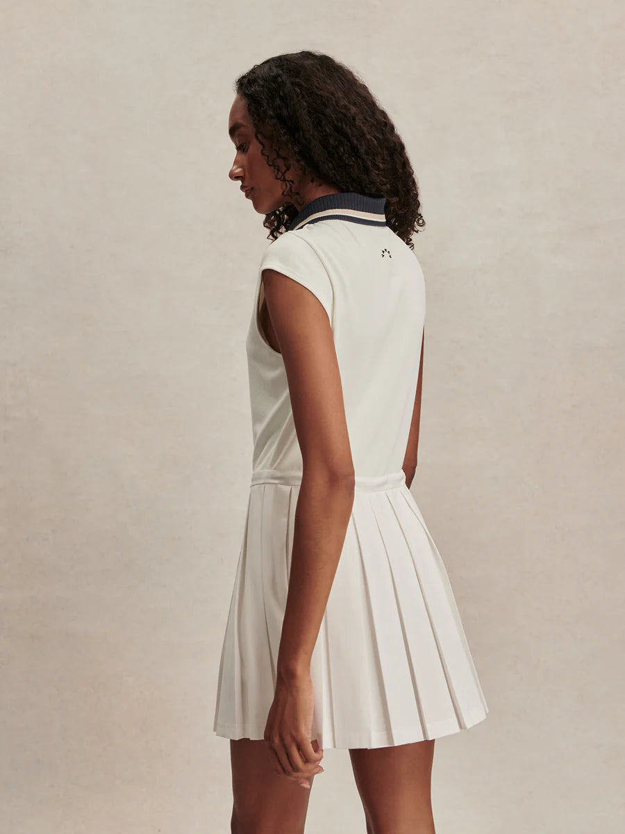 Varley Nico Court Dress in White/Blue Nights